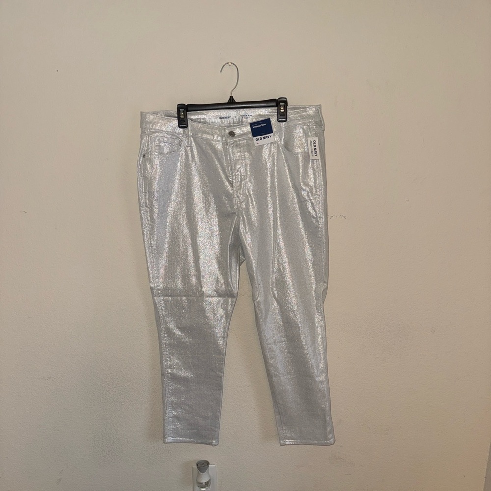 Old Navy Metallic Silver Vintage Slim Pants